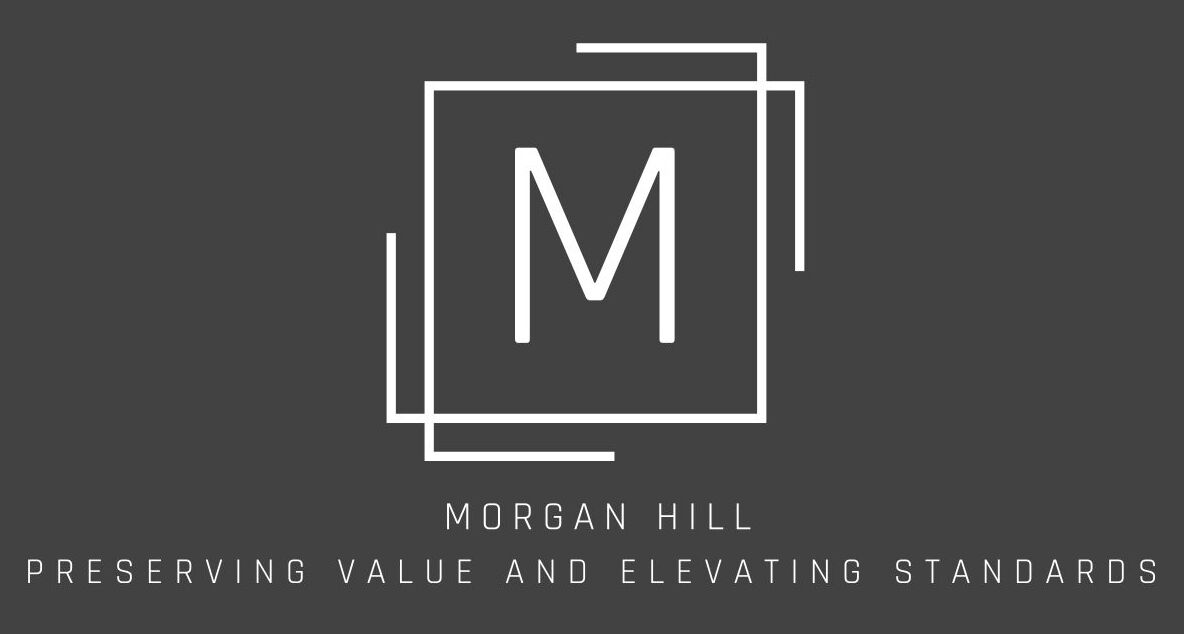 A logo of the morgan hill building value and elevating service.